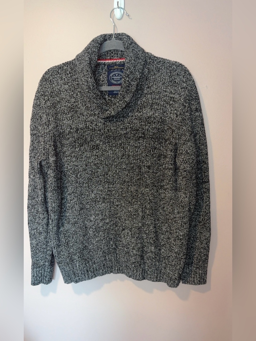 American Eagle Outfitters Gray/black Marled Cowl Neck Sweater